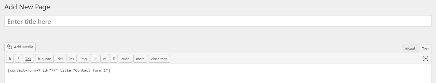 Insert the shortcode onto a page using the text editor