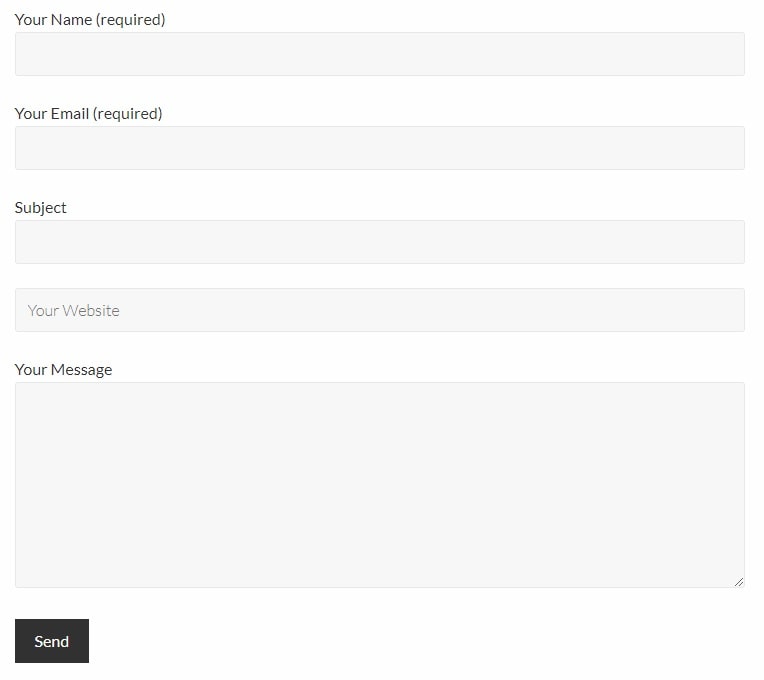 The front end of the contact form