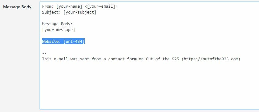 Inserting a shortcode into the email template