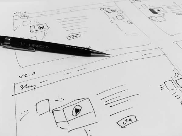 Wireframe example for a home page of a new blog