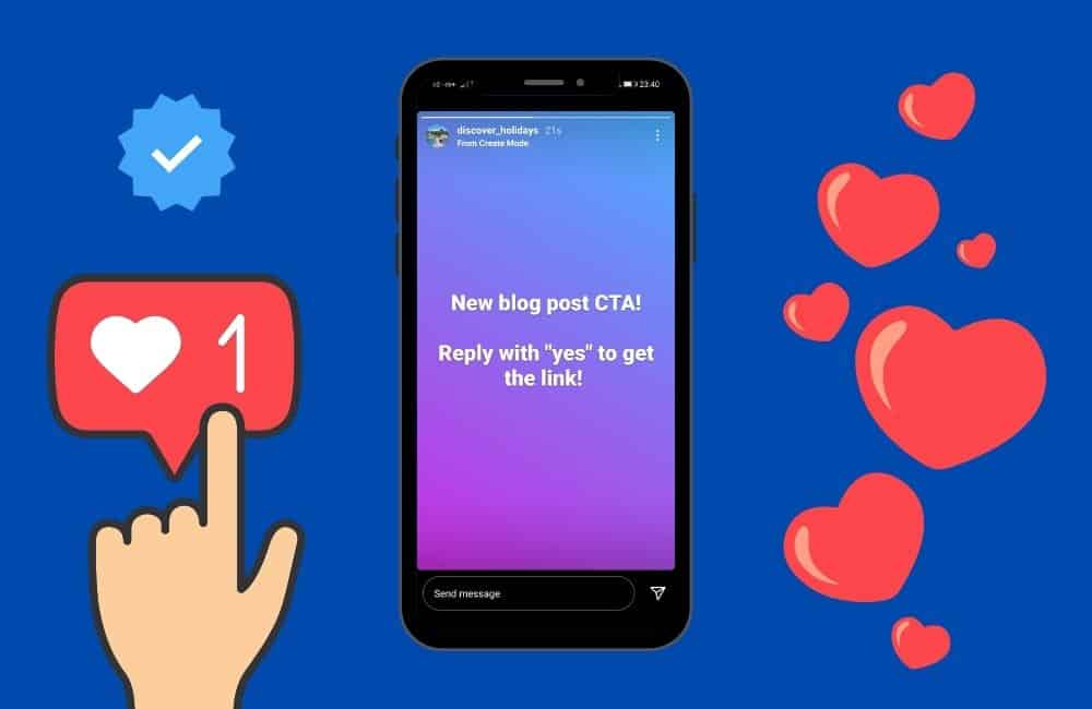How to add a link to instagram story with a small account using the reply method